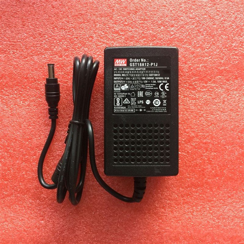 明纬电源适配器GST18A12-P1J 18W12V1.5A 企业级 3插 能效VI级