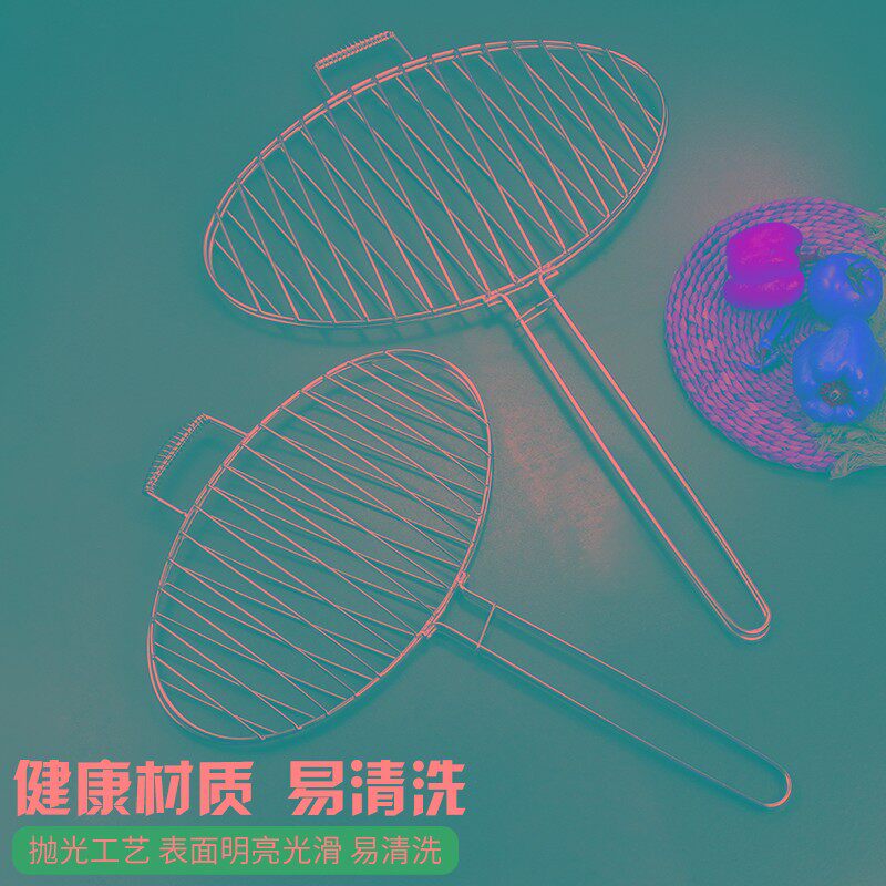 不锈钢烤鱼夹子户粗商鱼烤用夹子特外烧烤夹烤鱼工具圆形小号烤网