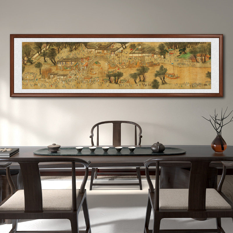 清明上河图全景图国墙山水风景画客厅挂画新装式沙发背景画中饰画