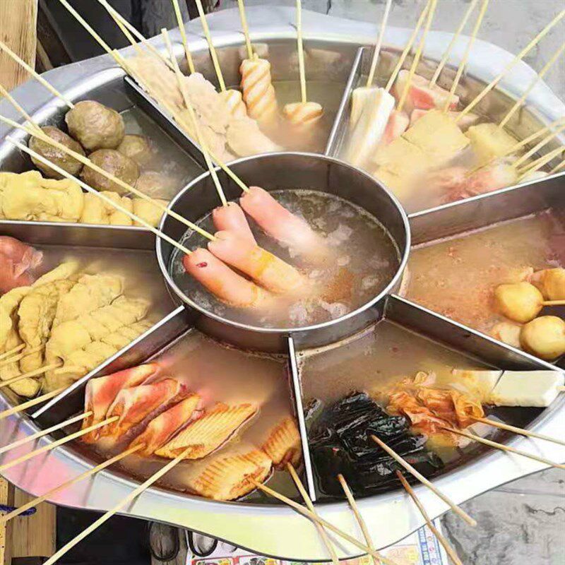 商用不锈钢麻辣加锅 麻辣烫盆 烫厚关麻煮锅 东辣烫锅格子牛杂锅