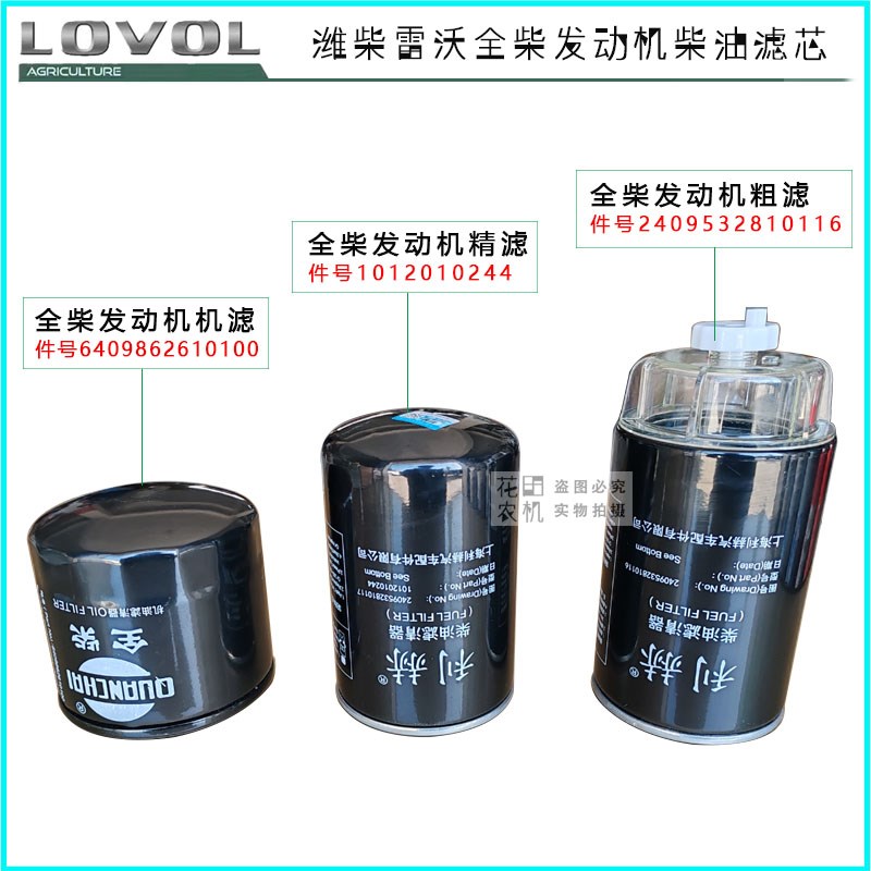 潍柴收割机滤芯全柴发动机机油滤芯柴油预滤器燃油粗滤图片