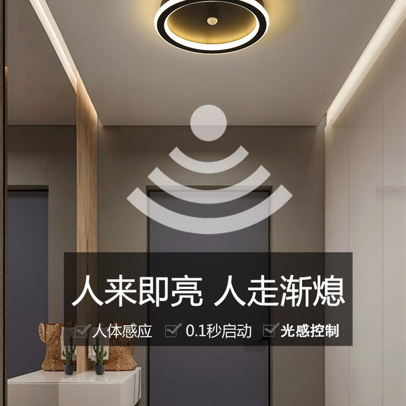 人体感应灯led过道灯走廊灯简约现G代入户门厅灯楼梯间光控吸顶灯