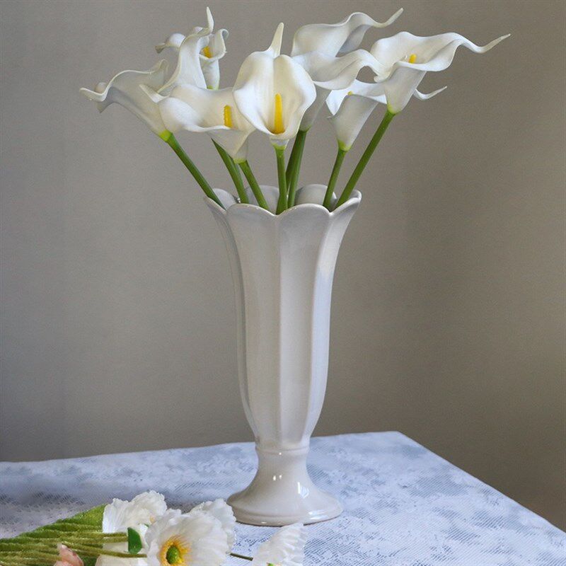 花瓣陶瓷百合花瓶 温润奶百色芍药玫瑰油合花瓶Leno瓶菜菜花x水培