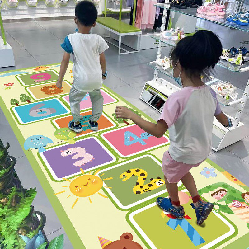 跳房子游格子萝卜蹲幼儿园开学小跳戏装饰地板日儿童生贴聚会道具