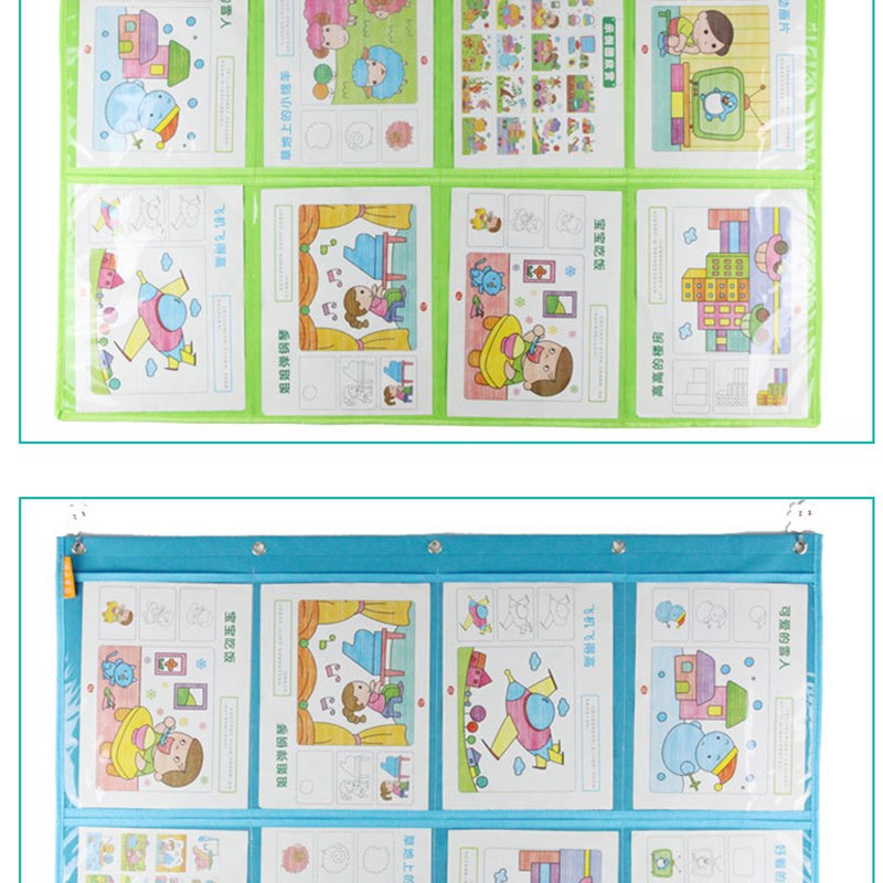 新品8格Ae4图书收纳挂袋幼儿园美术作品展示袋宝宝绘画墙壁挂袋