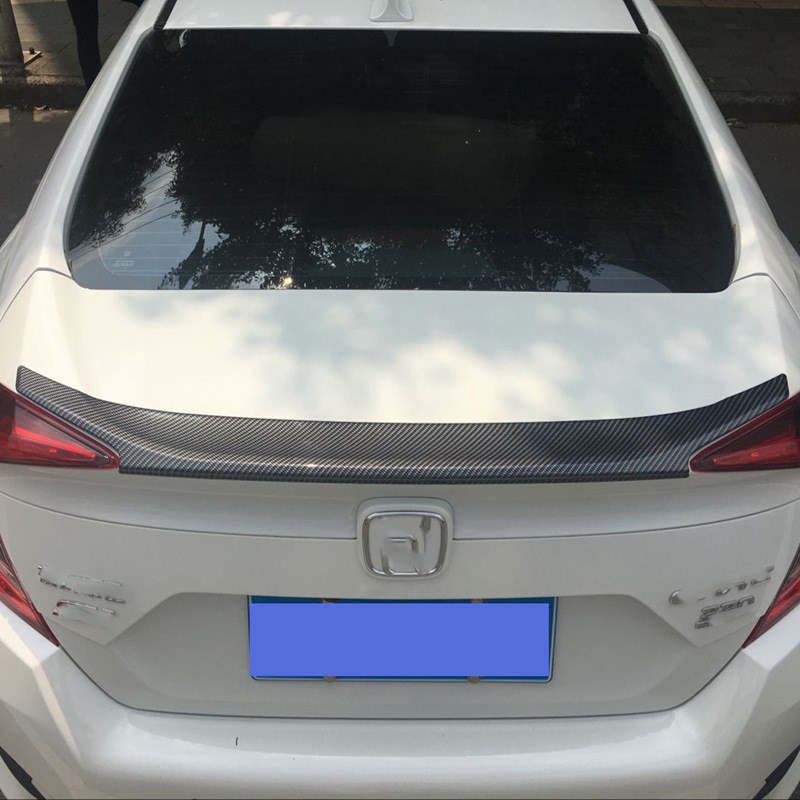 适用于十代思域尾翼改p装配件CIVIC碳纤纹压翼车身饰条尾门装饰贴