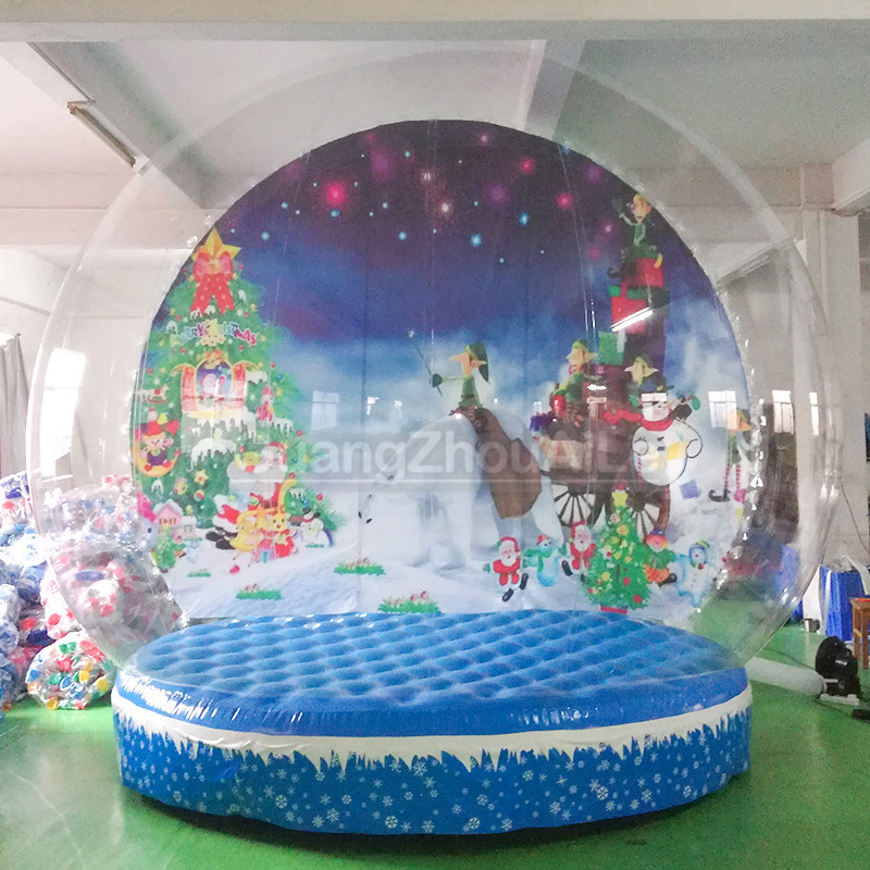 充气透明雪花球水晶球商场展示元旦圣诞老人卡通气模充气透明雪人