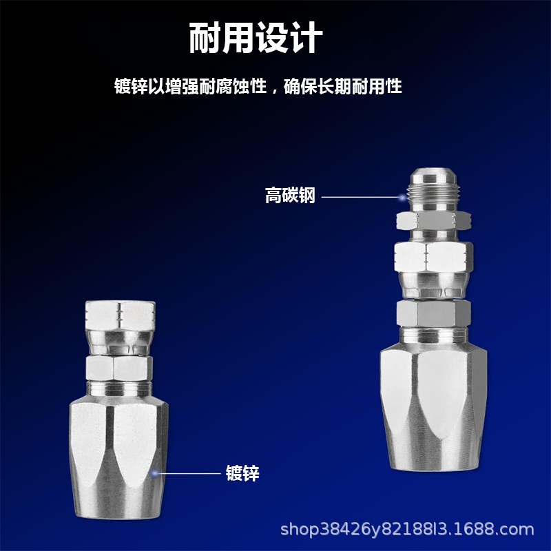 可旋转JIC37 可拆卸式R1R2软管连接头直通汽车液压油管接头配件