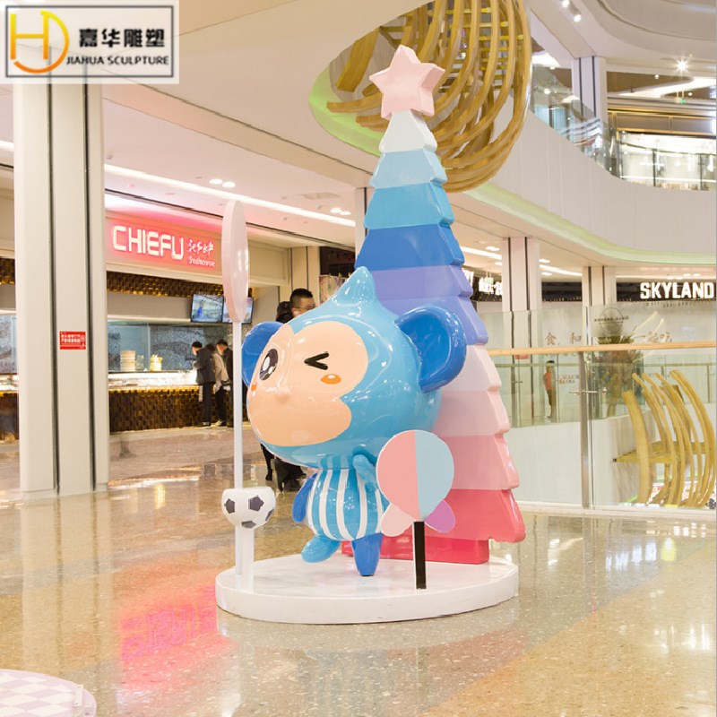 卡通玻璃钢雕塑制作商场网红店卡通小猴子装饰摆件户外卡通公仔
