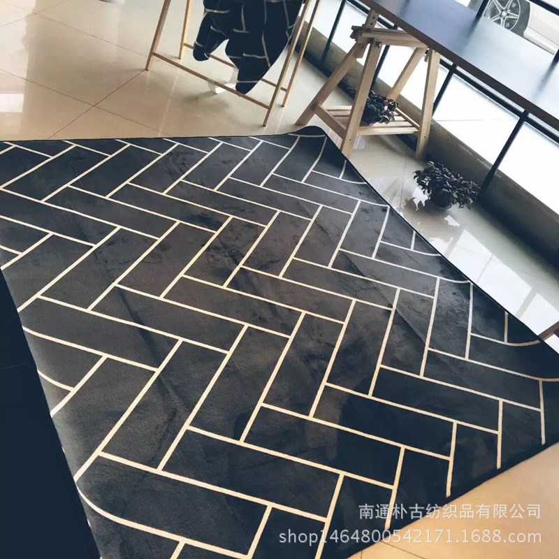 直销可机洗灰羽毛卧室地垫地毯客厅厨房家用榻榻米绒类地垫
