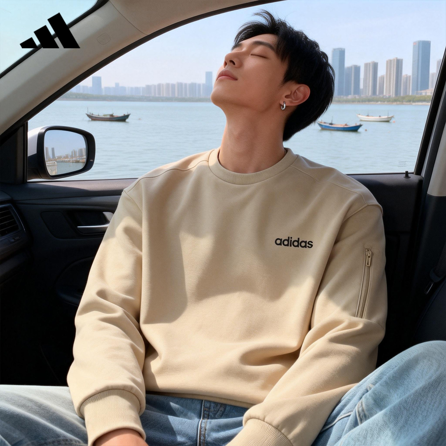 adidas阿迪达斯官方卫衣男新款轻运动服休闲针织套头衫上衣JF3221