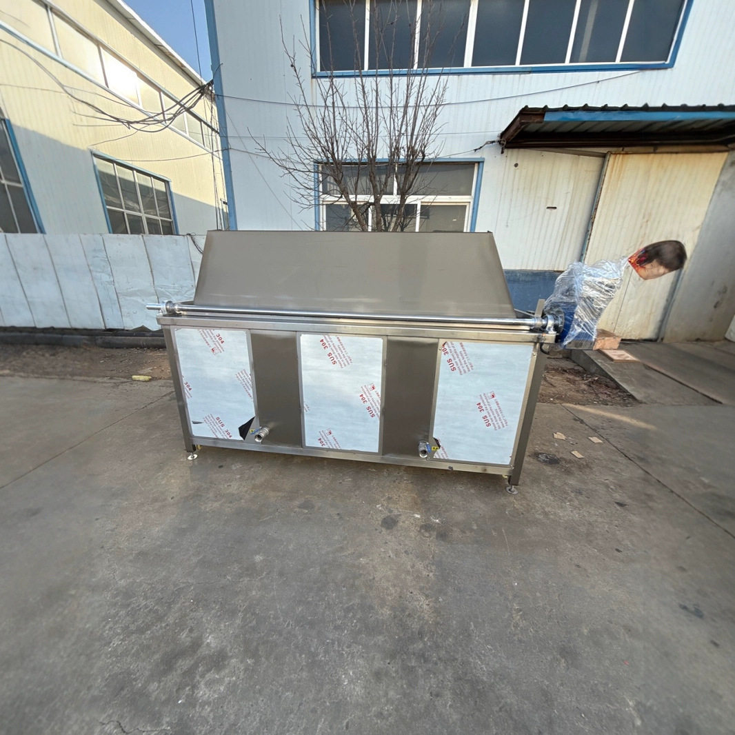 大型长型自动翻锅出料鸡爪油炸机