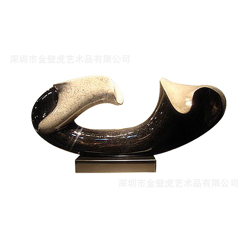 样板房树脂抽象摆件 售楼处玄关横D向现代风格雕塑艺术品纯净白色
