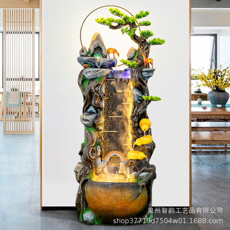 新中式假a山流水喷泉鱼缸造景摆件客厅阳台花园玄关茶室落地风水