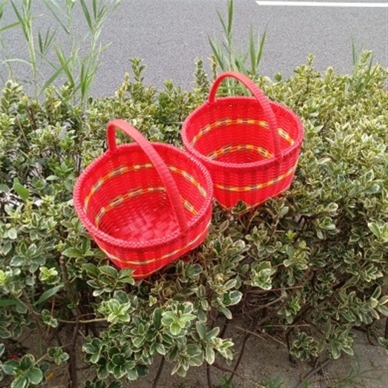 手工编织篮子成品果水篮子买菜篮纳外野餐收户筐摘水果赶海编筐