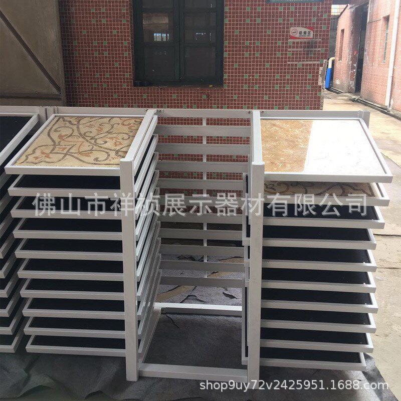 双排斜趟架左右推拉瓷砖展架y带绒布墙砖地砖木地板陶瓷展示架