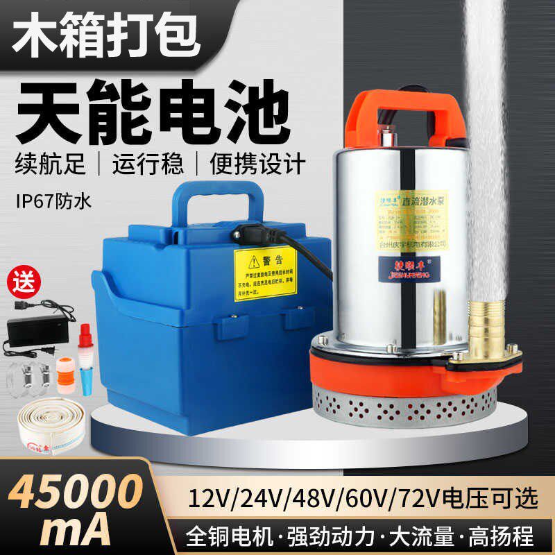 4外充电式直流潜水泵电动车浇电家用抽水泵机12v24v户860伏大菜瓶