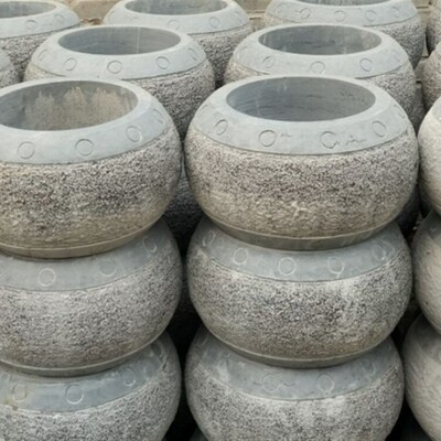 石雕柱墩青石柱顶石石柱柱基石雕花老石墩仿古圆墩柱脚欧式石墩皮