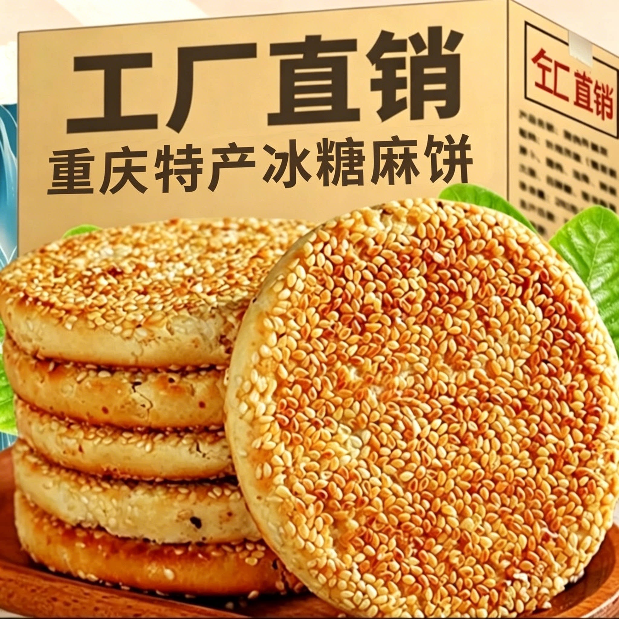 50包】重庆麻饼传统冰糖芝麻饼土麻饼椒盐麻饼即食老式老款芝麻饼