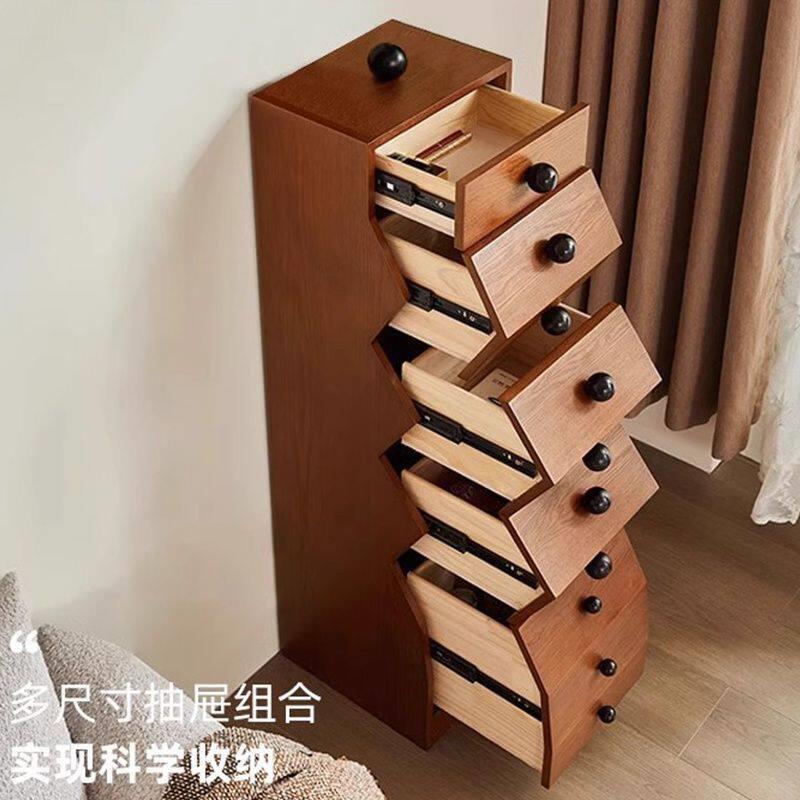 中古风实木五斗柜法式复古创意多功能不规则储物柜抽屉收纳落地柜