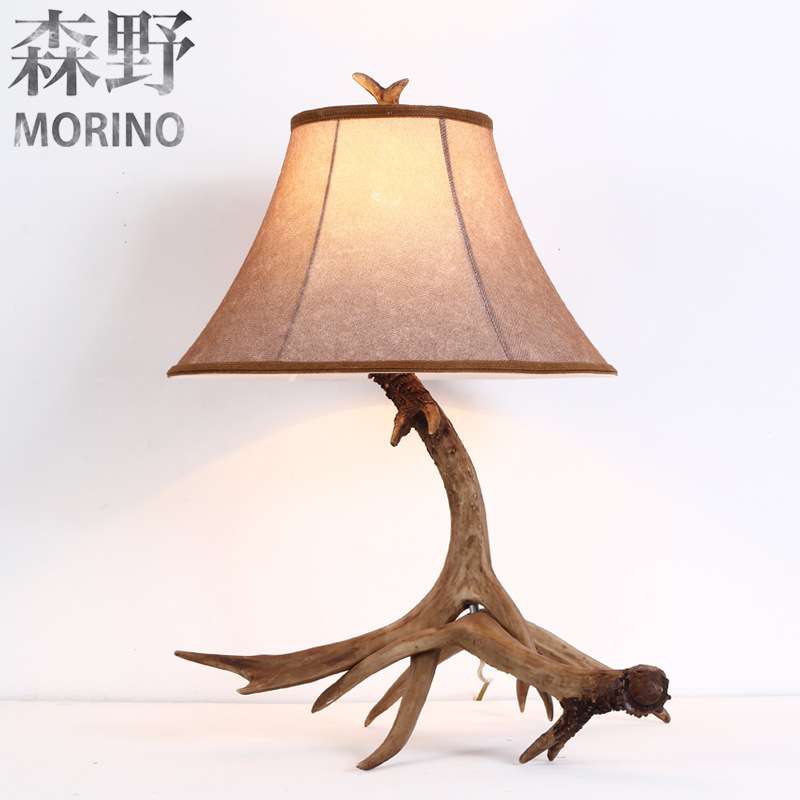 森野照明美式乡村鹿角灯客厅餐厅咖啡厅别墅阳台过道复古鹿角台灯