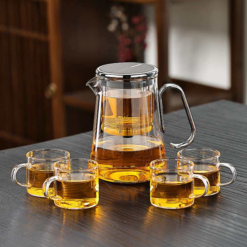 耐高温全玻璃内胆磁吸飘逸杯茶水分离铝合金泡茶壶懒人茶具泡茶器