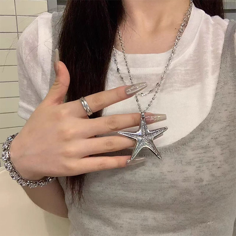 海边双层海星吊坠串珠项链图片