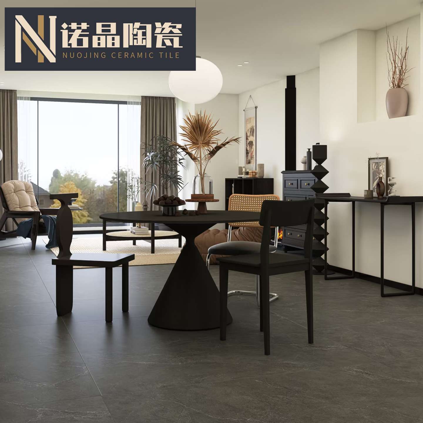 哑光质感仿古砖750x1500客厅防滑地砖酒店民宿连锁灰色地板砖瓷砖