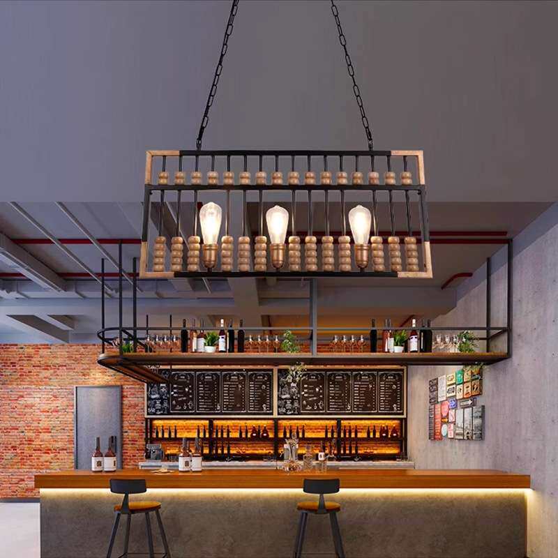 美式复古餐厅吊灯工业风酒吧收银台火锅店装饰灯创意个性算盘吊灯