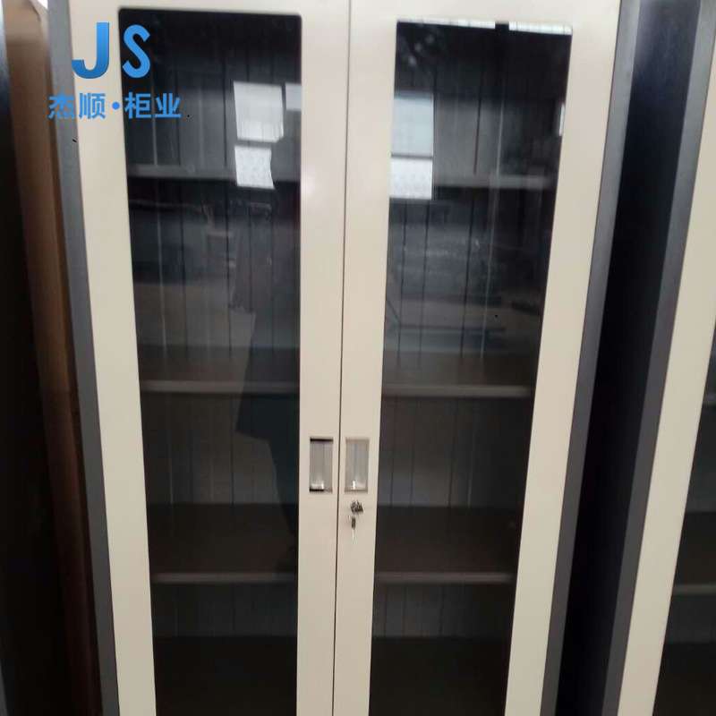 河北钢制器械文件铁皮柜 彩色玻璃文件柜 财务储物零件整理柜
