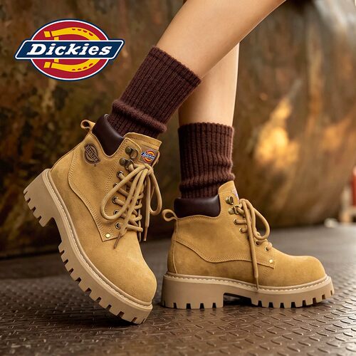 Dickies增高厚底马丁靴女大黄靴