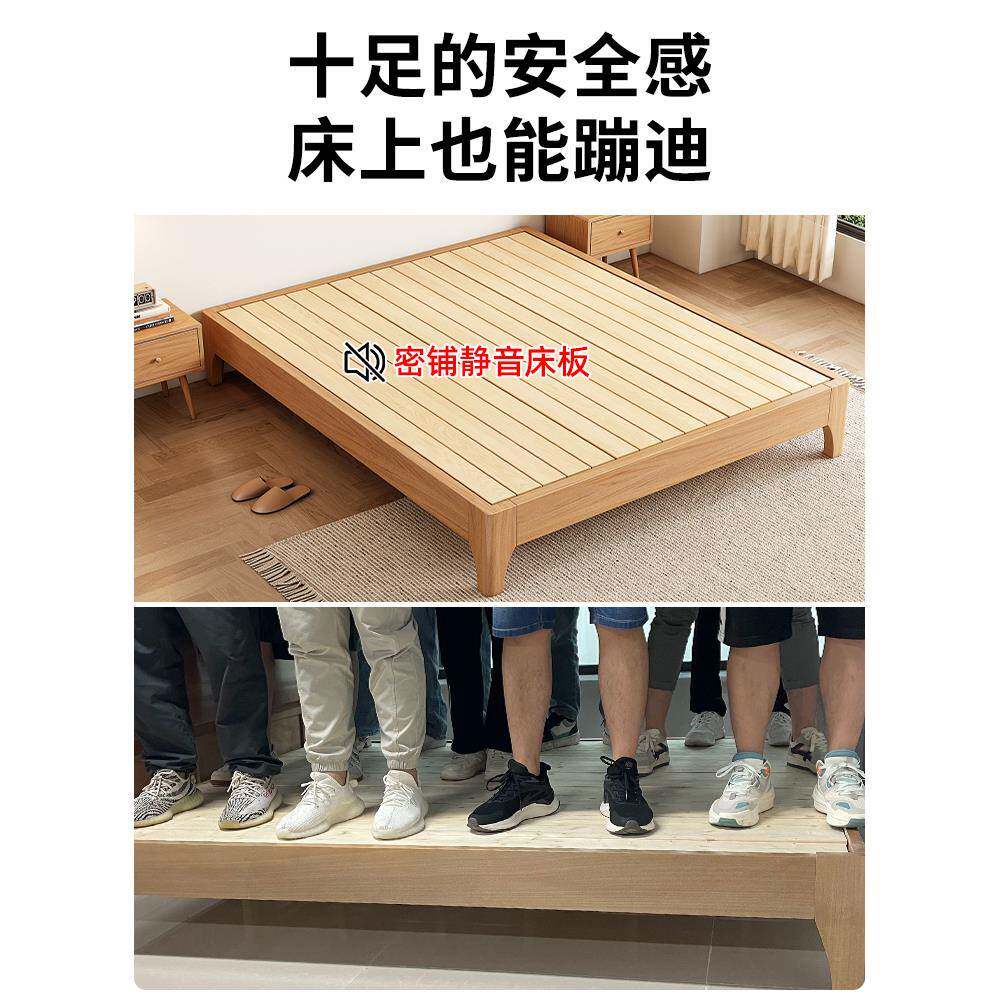 全实木无床头床定 制1.2/35/5/8米无靠背床架子榻榻米排骨架双人