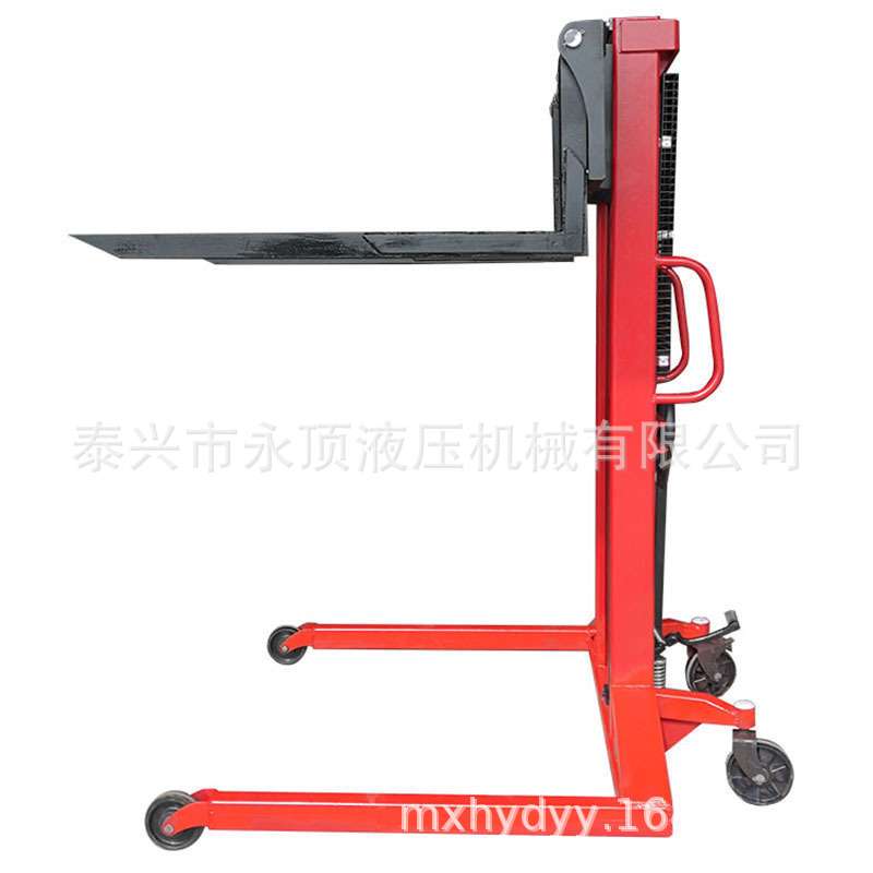 2吨1.6米C型钢手动堆高车 门架加宽液压升高车 宽腿盖板货叉叉车