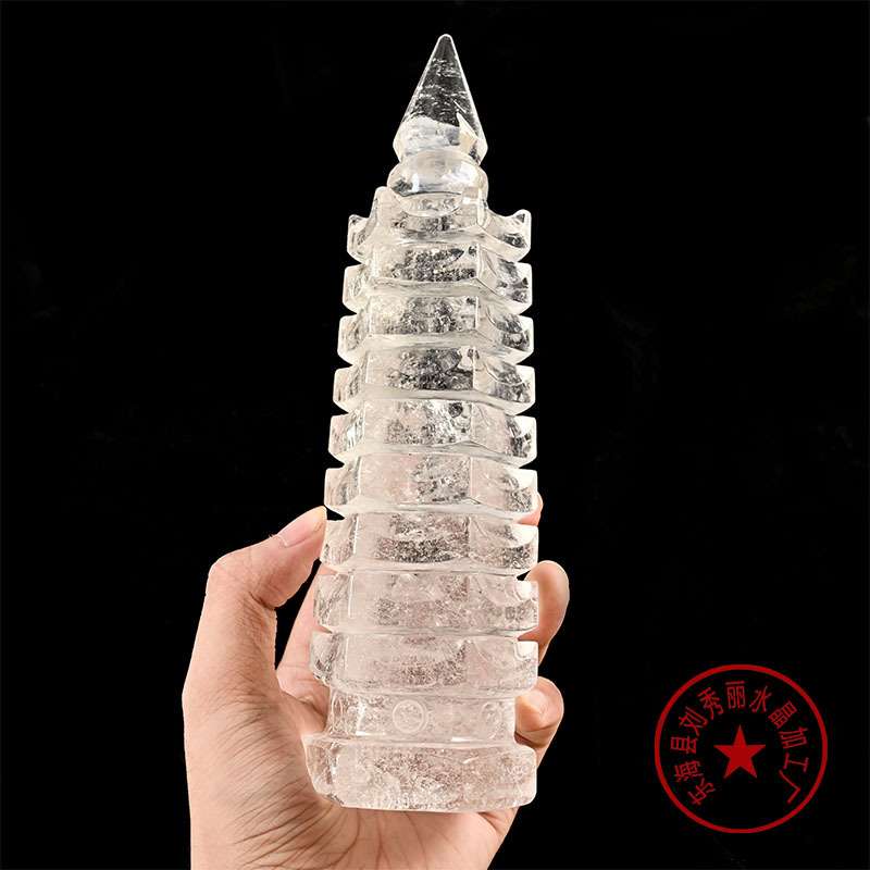 天然白水晶文昌塔摆件水晶原石打磨宝塔书桌家居桌面装饰厂家直销