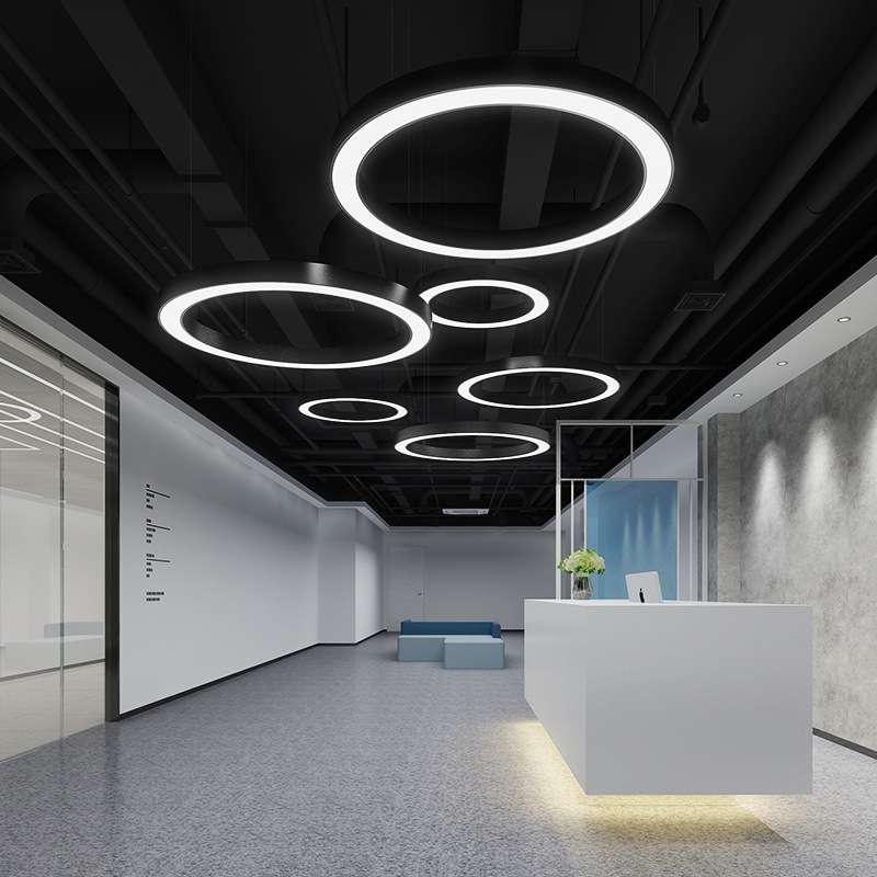 LED圆形圆环吊灯个性办公室店铺大堂工业风圆圈工程环形商用吊线