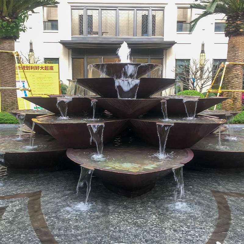 玻璃钢欧式流水水钵砂岩喷泉园林庭院喷水摆件景观假山瀑布式