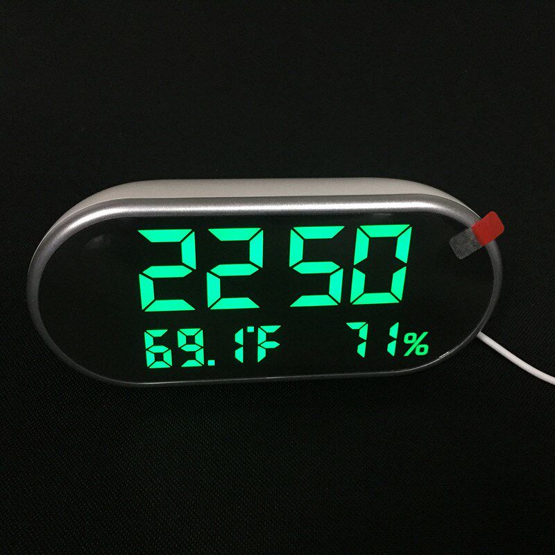 双USB可给数码设置充电温湿度计镜面LED钟 多组闹钟LED钟可调声音