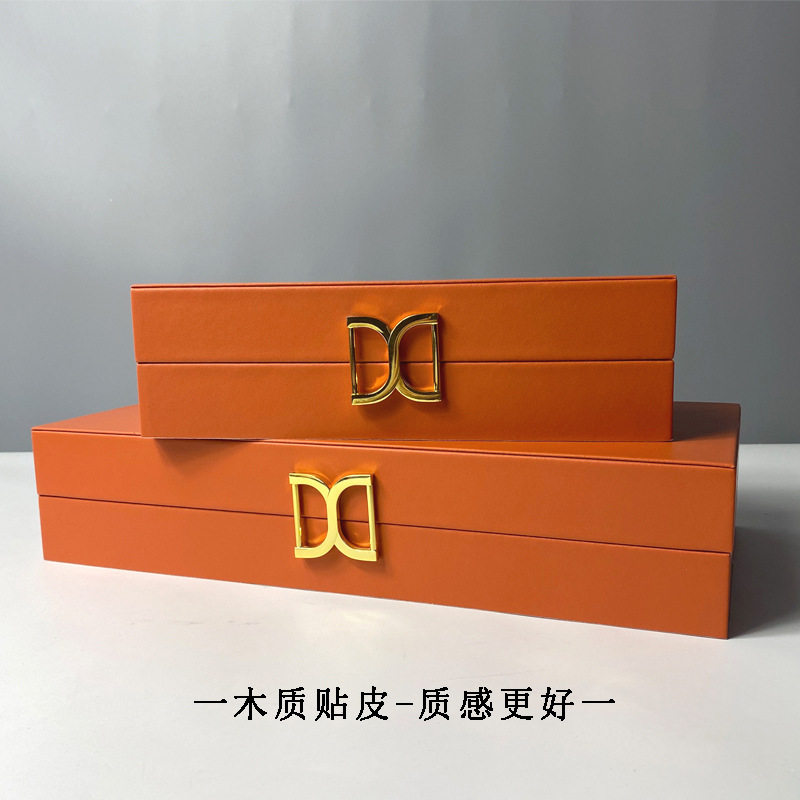 新中式橙色简约首饰收纳盒