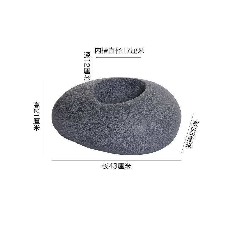 简约创意个性工厂直销大号u椭圆形鹅卵石造型景观玻璃钢花盆摆件