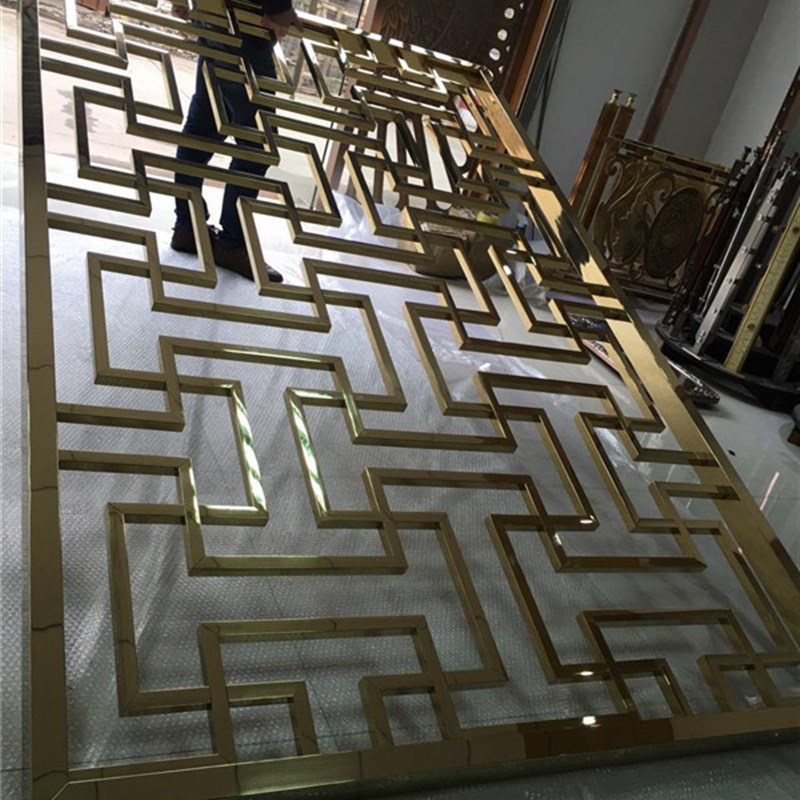 不锈钢香槟金花格m 双镜面不锈钢金色隔断 简单时尚