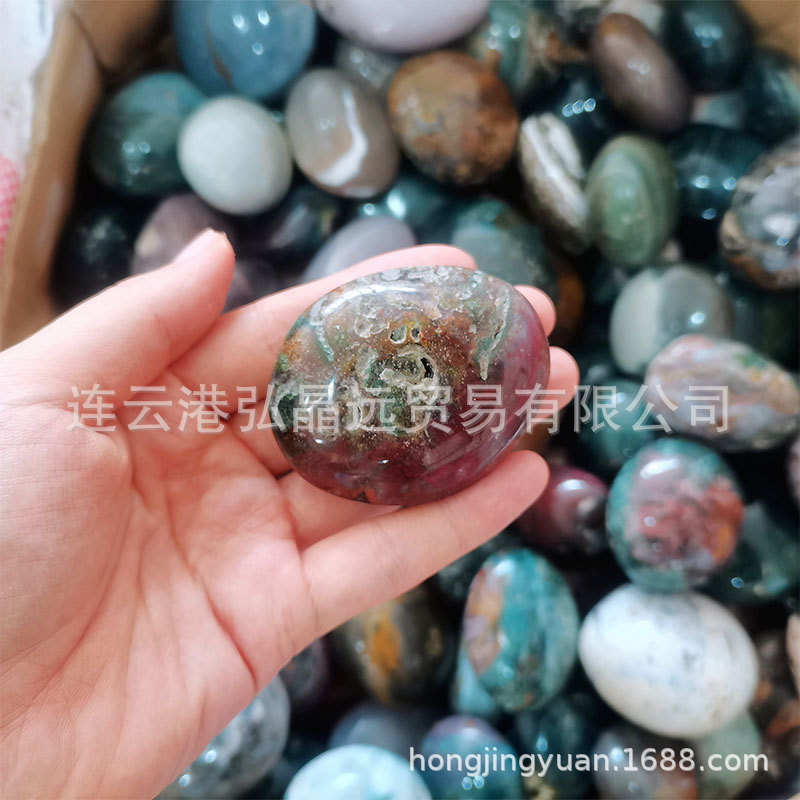 海洋碧玉随形把玩海洋石随型手把件水晶摆件原石打磨源头厂家批发