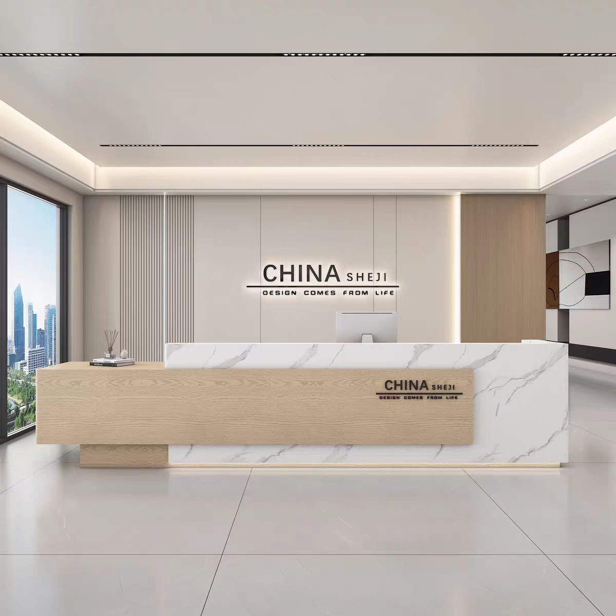 现代简约烤漆收银台前台