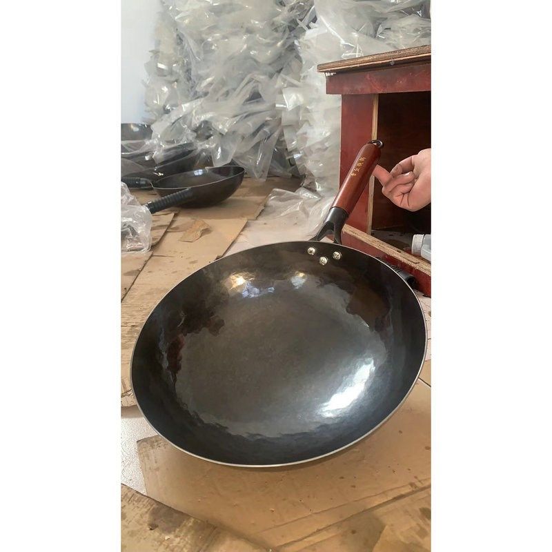 黑锅铁锅老式木耙炒锅无涂w层手工锻打铁锅不粘锅家用炒菜圆底锅