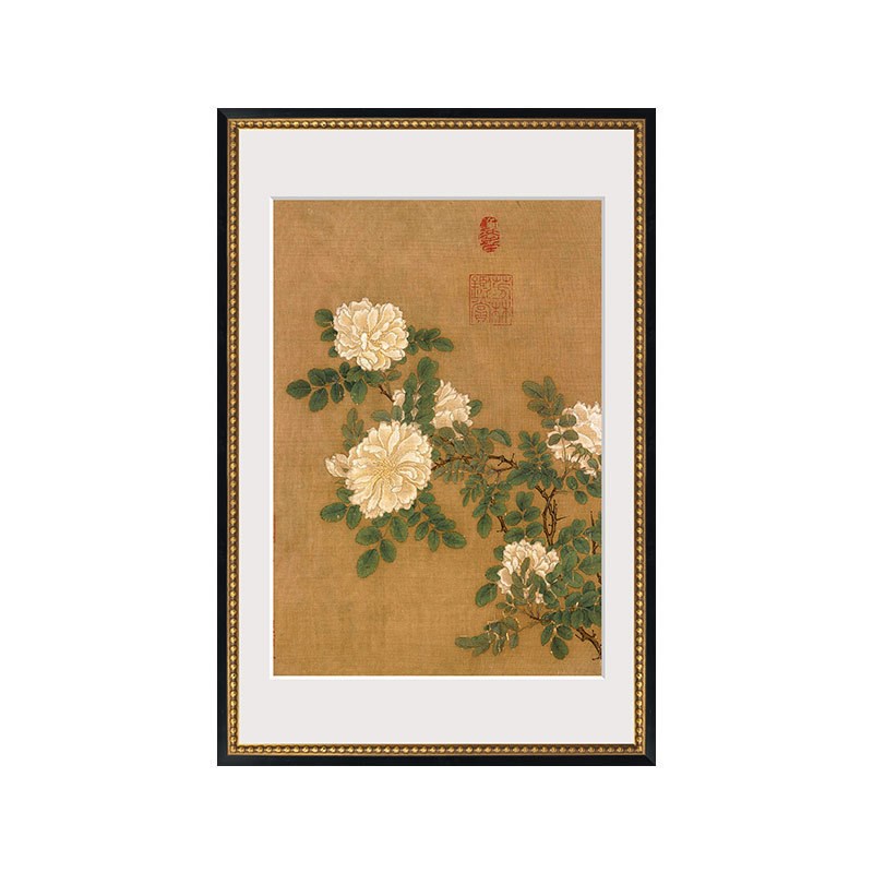 法式中国风客厅i装饰画新中式壁画书房茶室古风挂画南宋蔷薇仙杏
