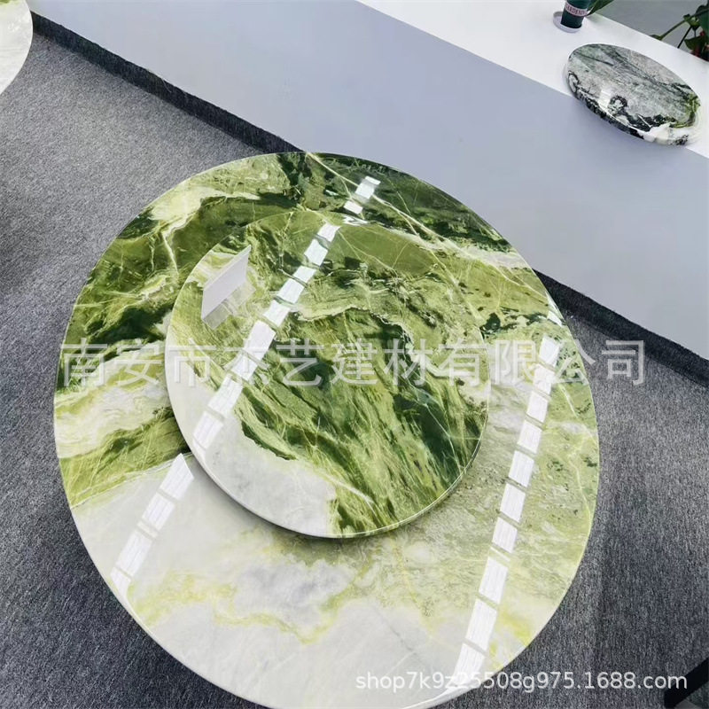 法式蓝色天然大理石奢石蓝翡翠北国雪松成品餐桌茶几岛台厂家批发