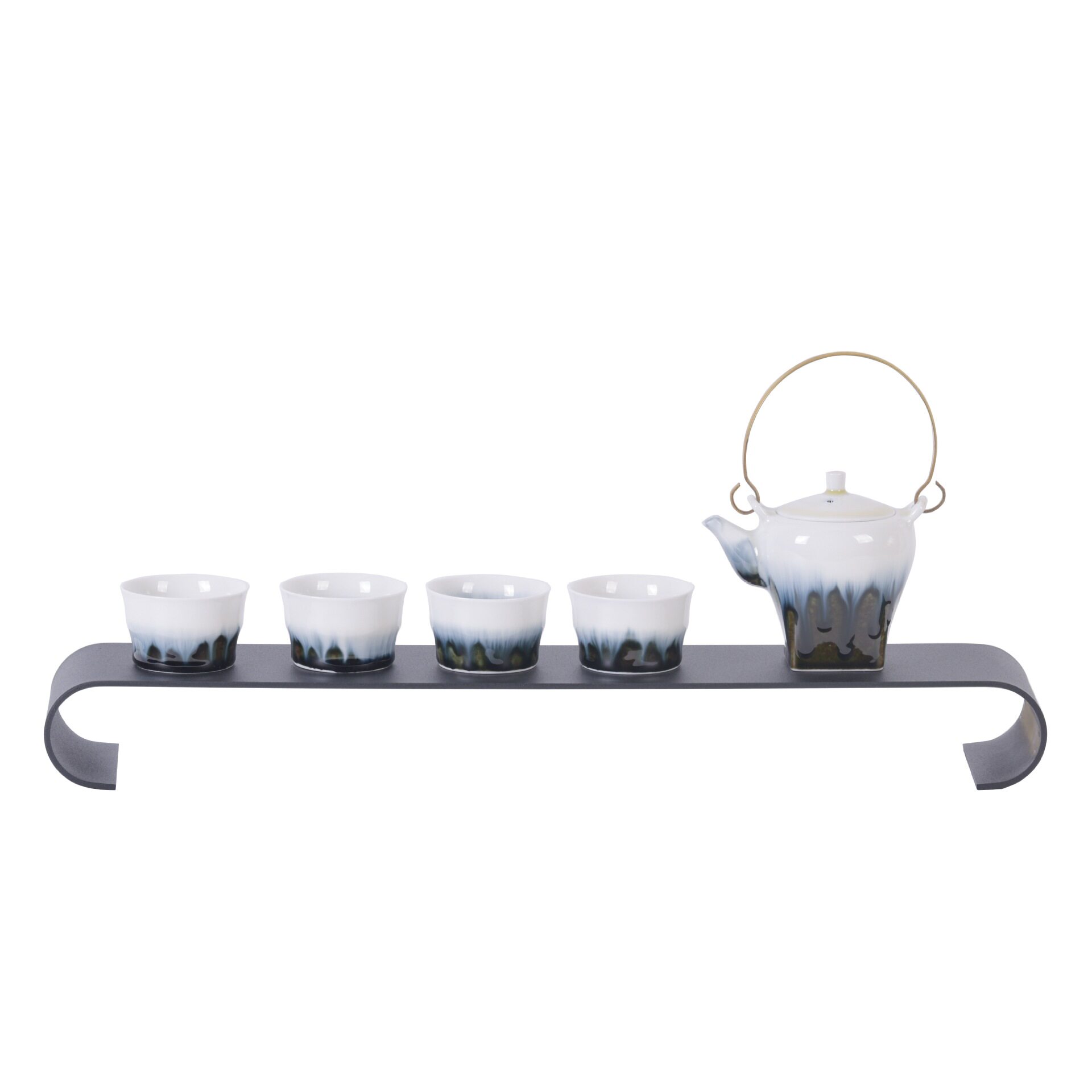 现代茶具套装家用简约日式侧把提梁茶壶高档茶杯茶盘配件整套仿古