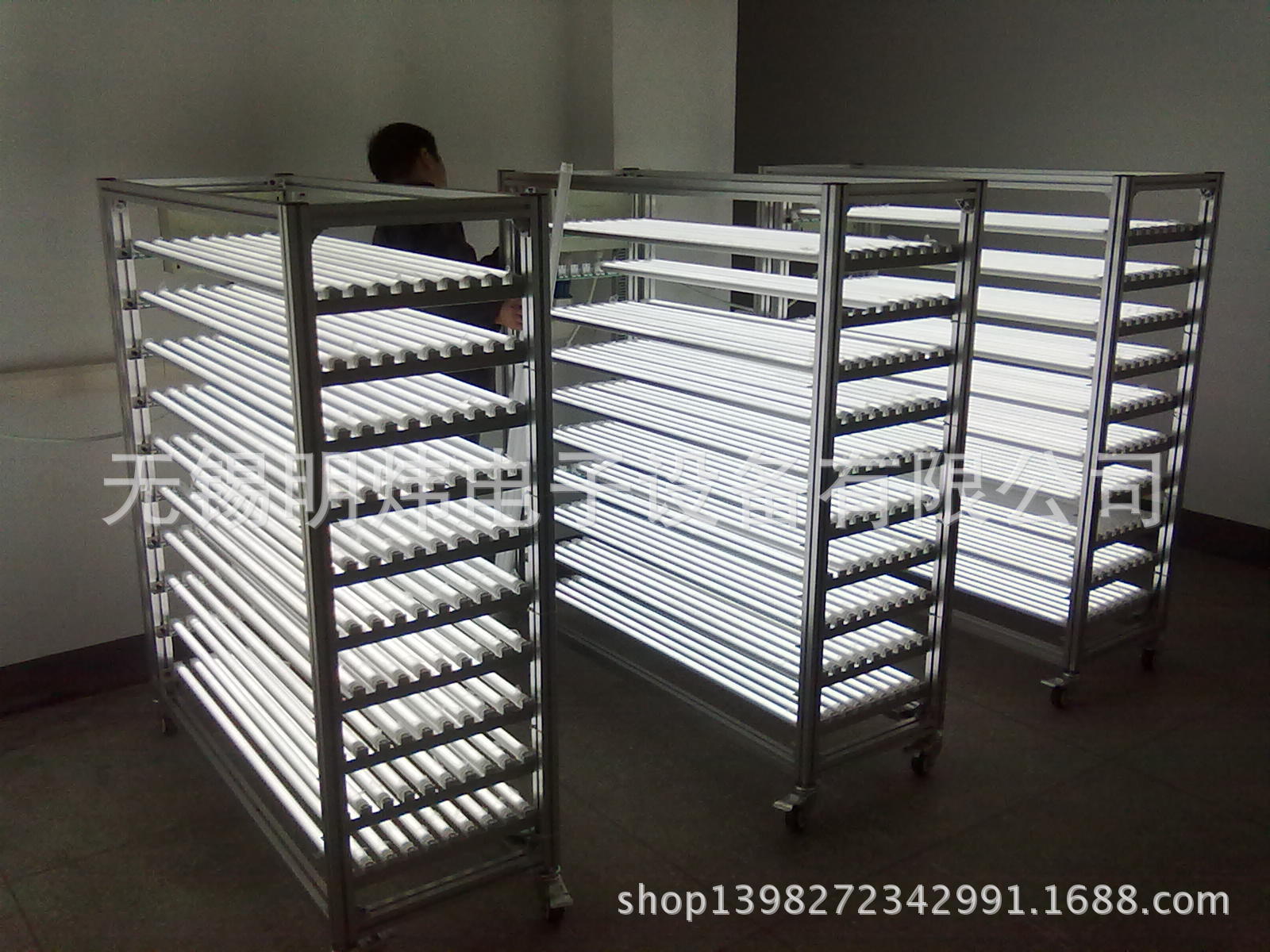 明炜T8-100 LED日光灯老化架T8T5LED灯具老化车 10层100组灯座
