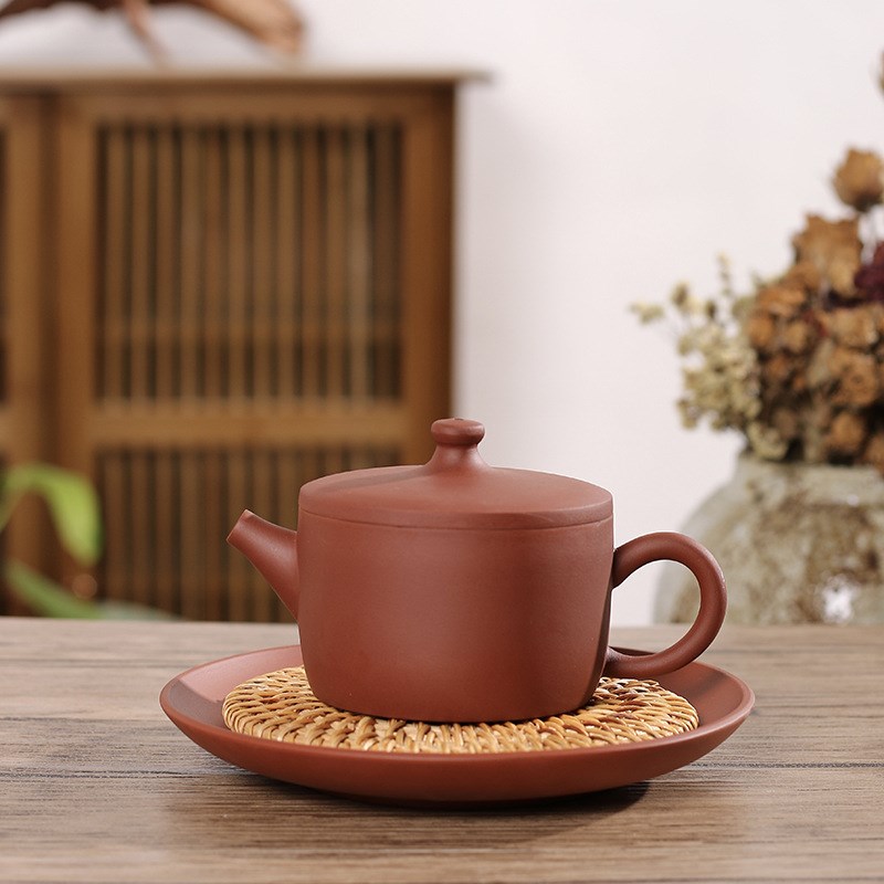 潮州原矿朱泥大汉瓦壶o手拉壶大容量200cc大宽口泡茶方便家用茶具