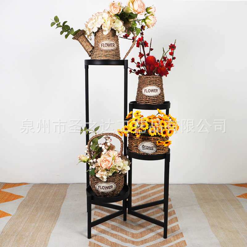 北欧简约铁艺室内花架轻奢客厅落地式植物架多层阳台绿萝花盆层架
