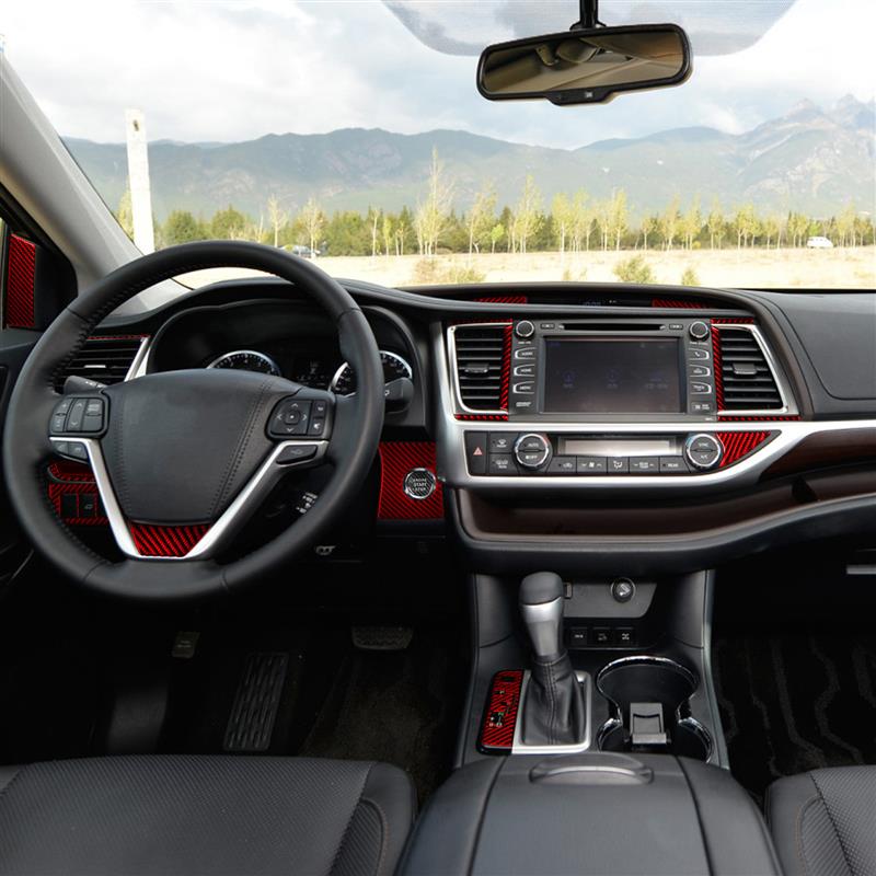 适用于丰田汉兰达真碳纤维中控仪表档位风口套件汽车内饰改装配件